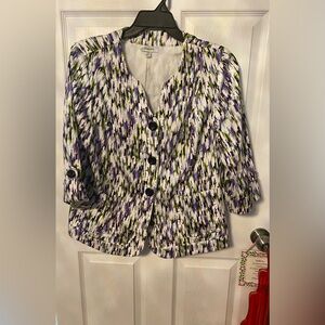 Dressbarn Abstract Patterned Blazer in Purple and Black